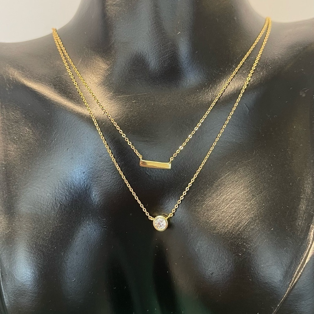 Rachel Zoe Layered gold tone sterling silver double strand necklace